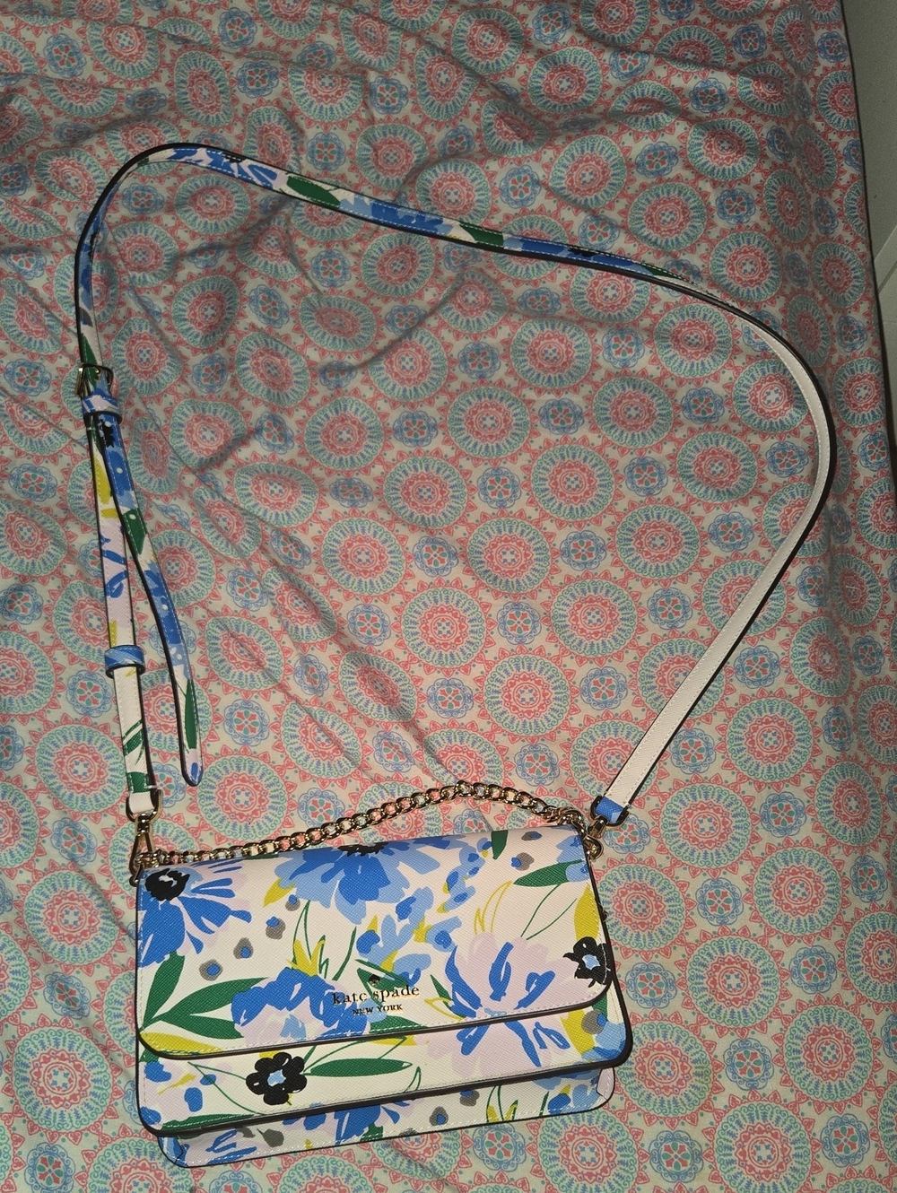 kate spade Floral Crossbody Bag in Blue, White & Green